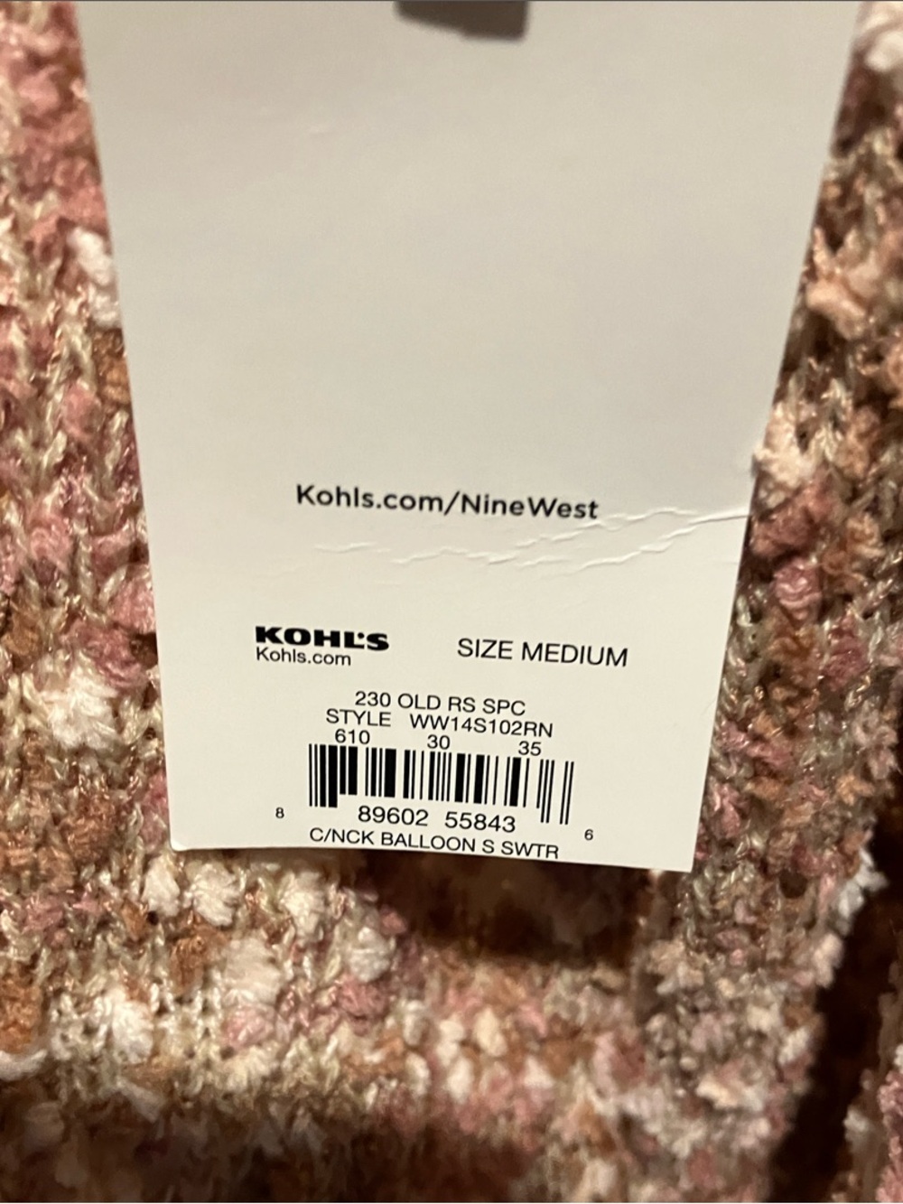Nine West Marled Crewneck Sweater in Blush and Cream - Picture 3 of 14